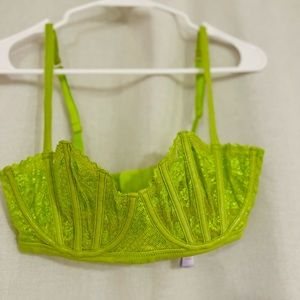 Neon green lightly lined balconette bra